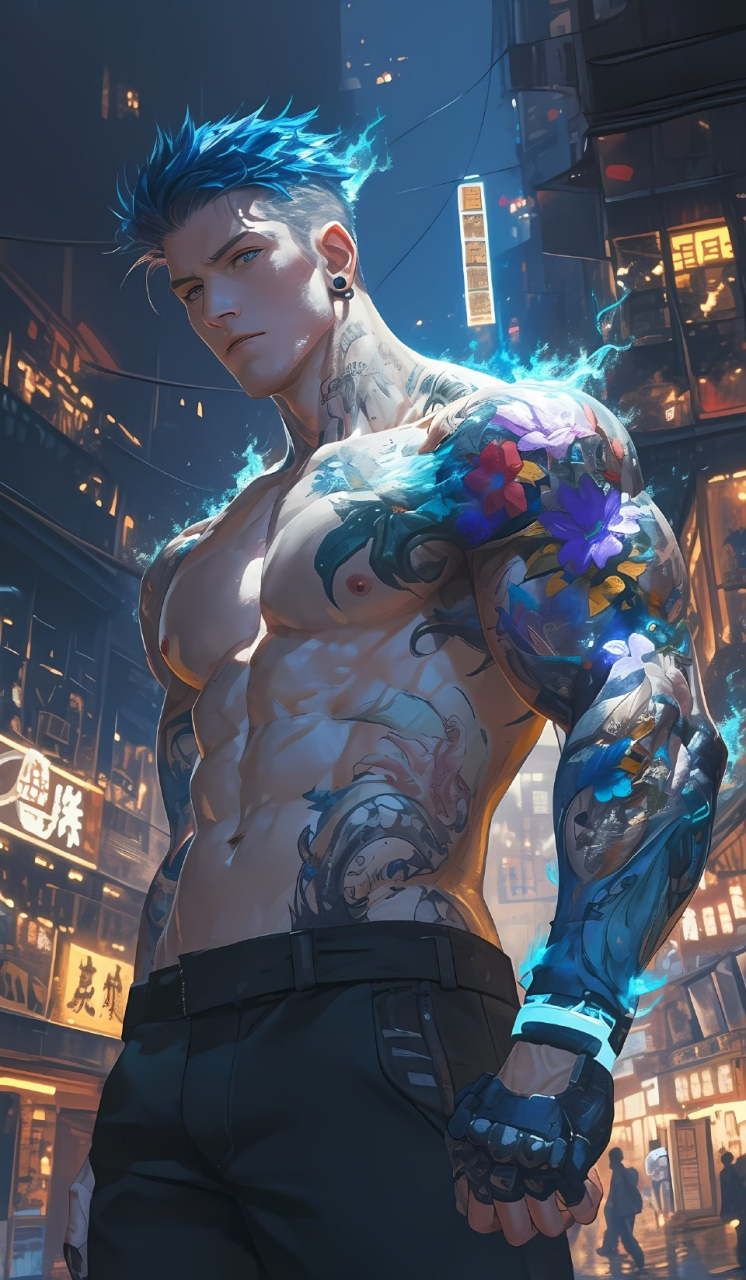 动漫花臂男生壁纸