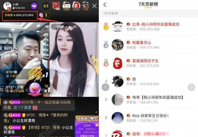 400万榜30位国王,yy小洲周年庆刷新记录,赠价值10万元