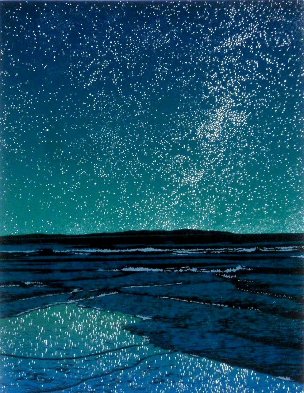 hays风景绘画作品欣赏,描绘了山川夜晚的景象,色彩明快而充满了寂静