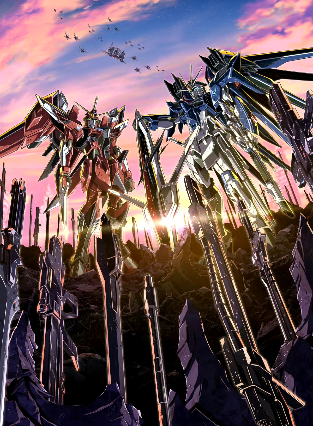 战士高达seed freedom》官方至今发布的四张剧情海报和两张小说封绘