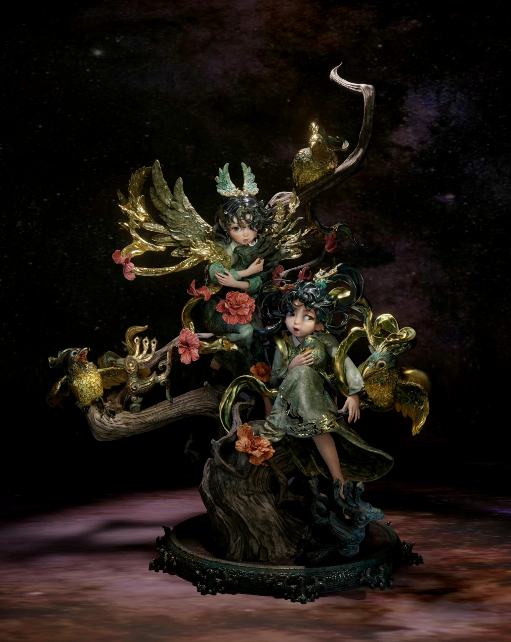 模型欣赏:一组三星堆青铜鸟拟人手办,赋予了文物可爱灵动的风格,by d2