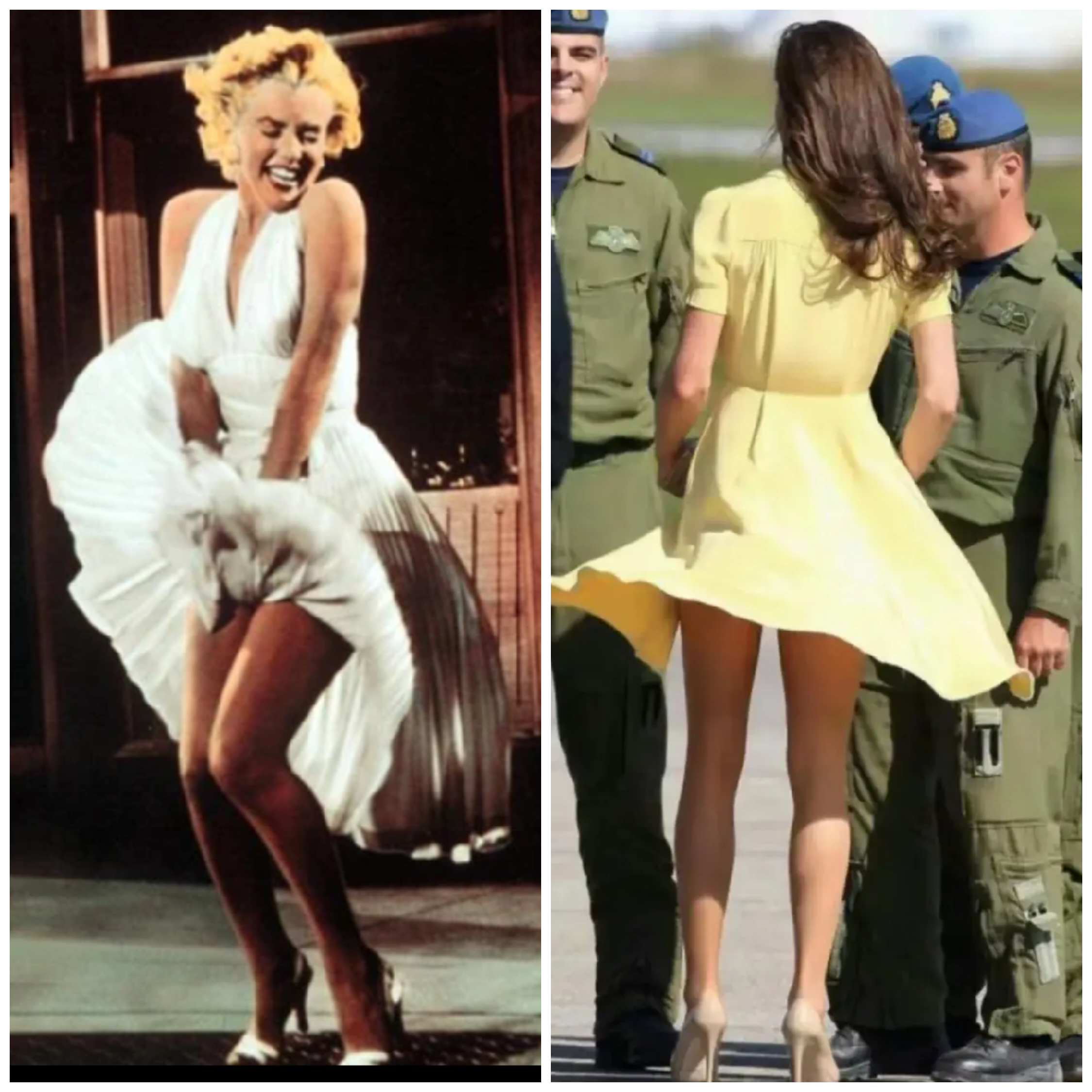 竟然有人能梦露和凯特被风吹的裙子的事相提并论,二美风吹裙子的靓照