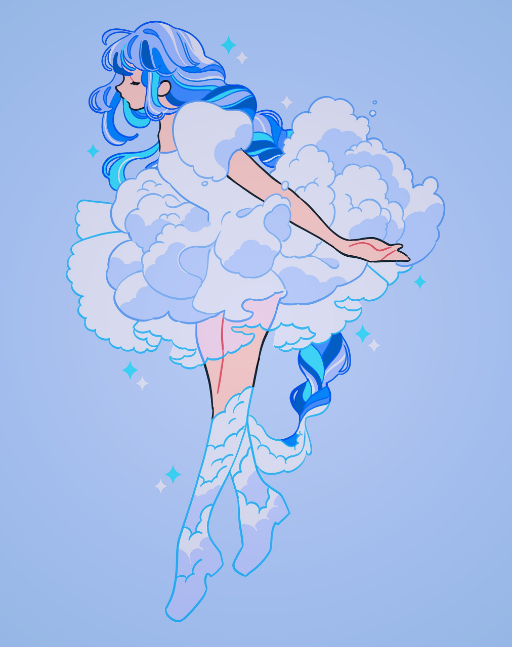 画师meyoco动漫人物绘画作品欣赏,用绚丽的色彩绘制出可爱灵动的少女