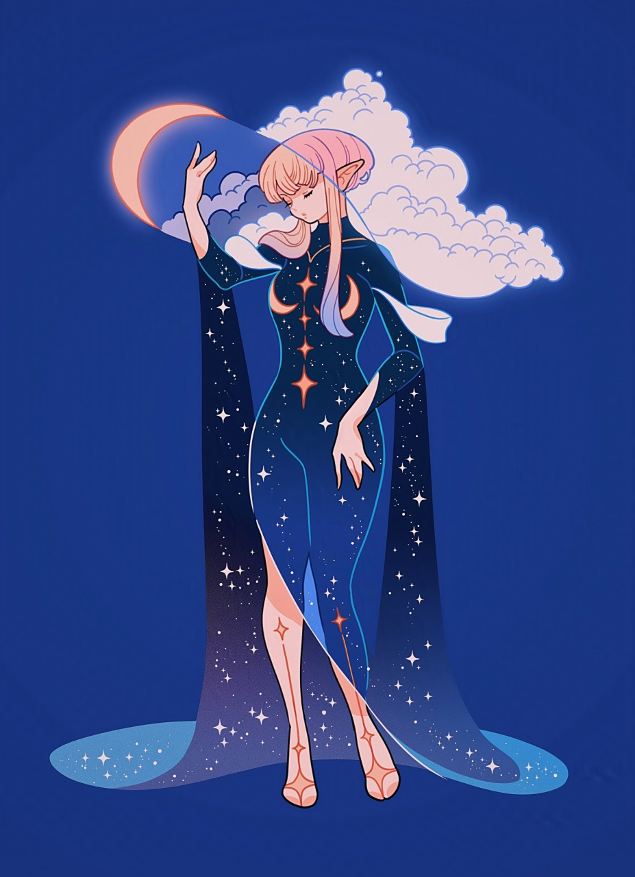 画师meyoco动漫人物绘画作品欣赏,用绚丽的色彩绘制出可爱灵动的少女