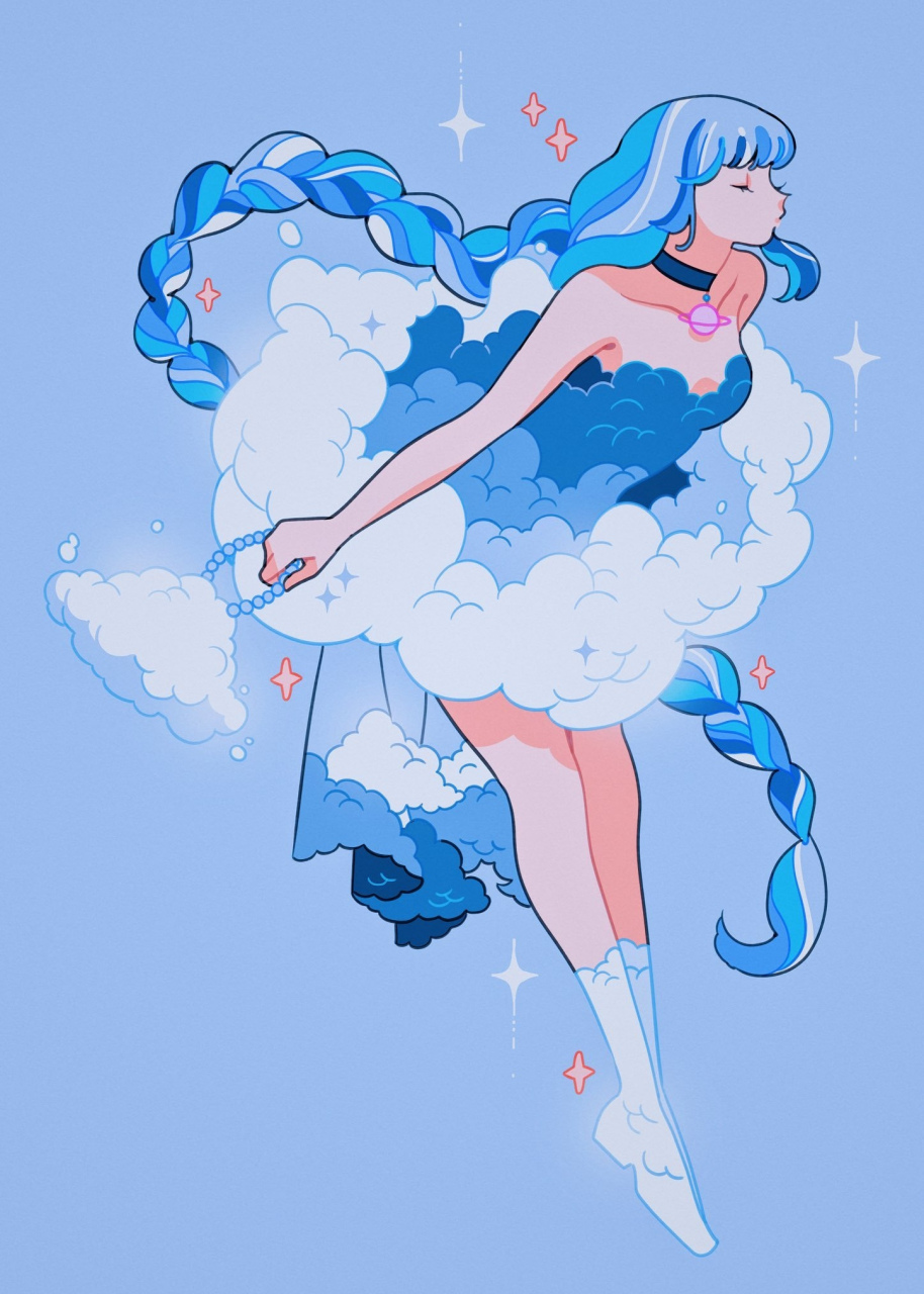 画师meyoco动漫人物绘画作品欣赏,用绚丽的色彩绘制出可爱灵动的少女