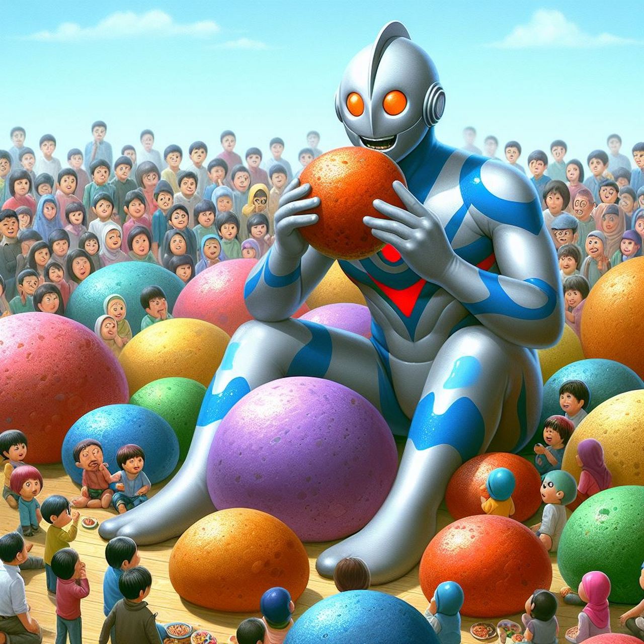 今天让ai画一个奥特曼吃石头,画的还挺像[开心]#奥特曼