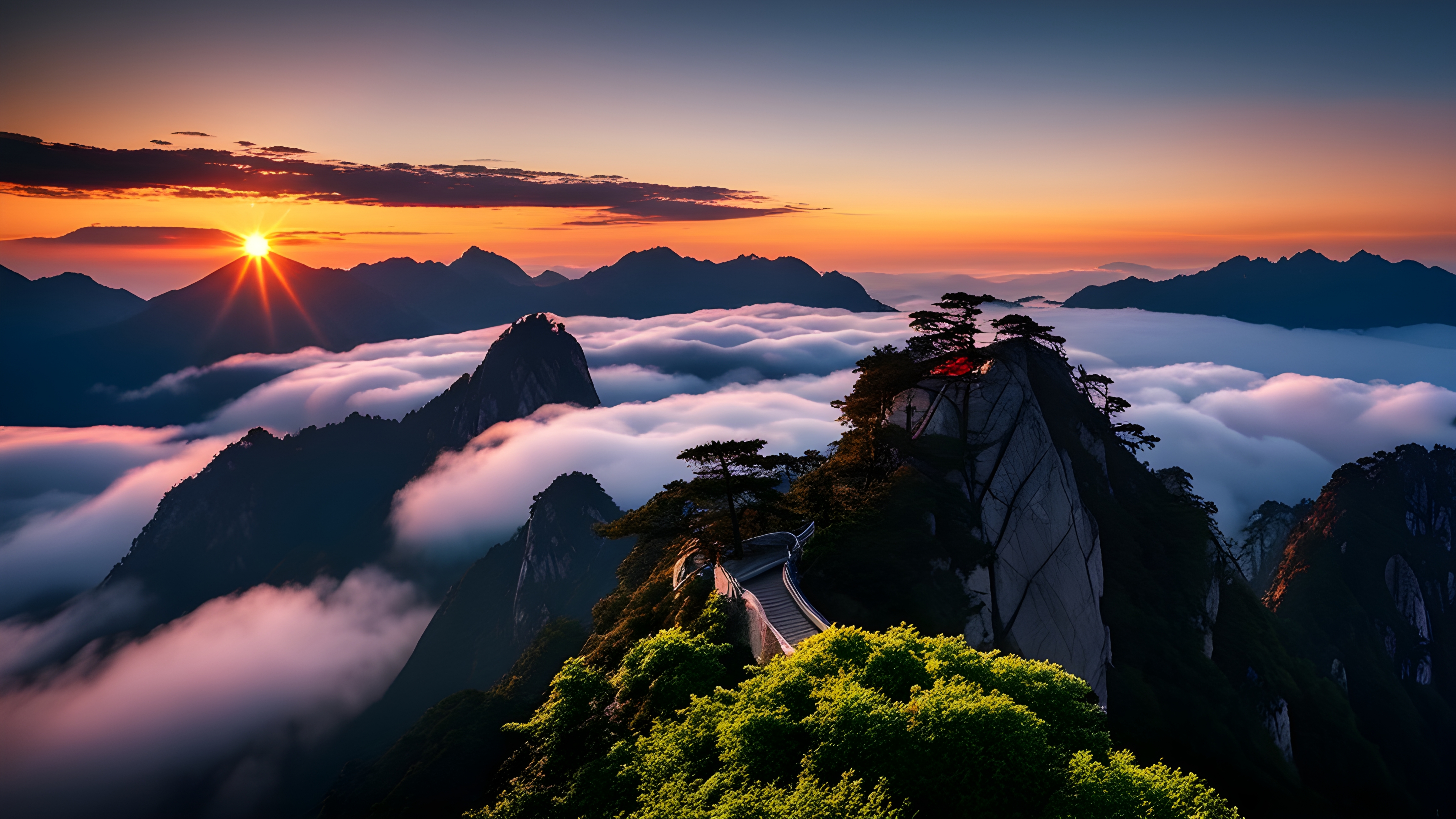 雄伟辽阔大山风景