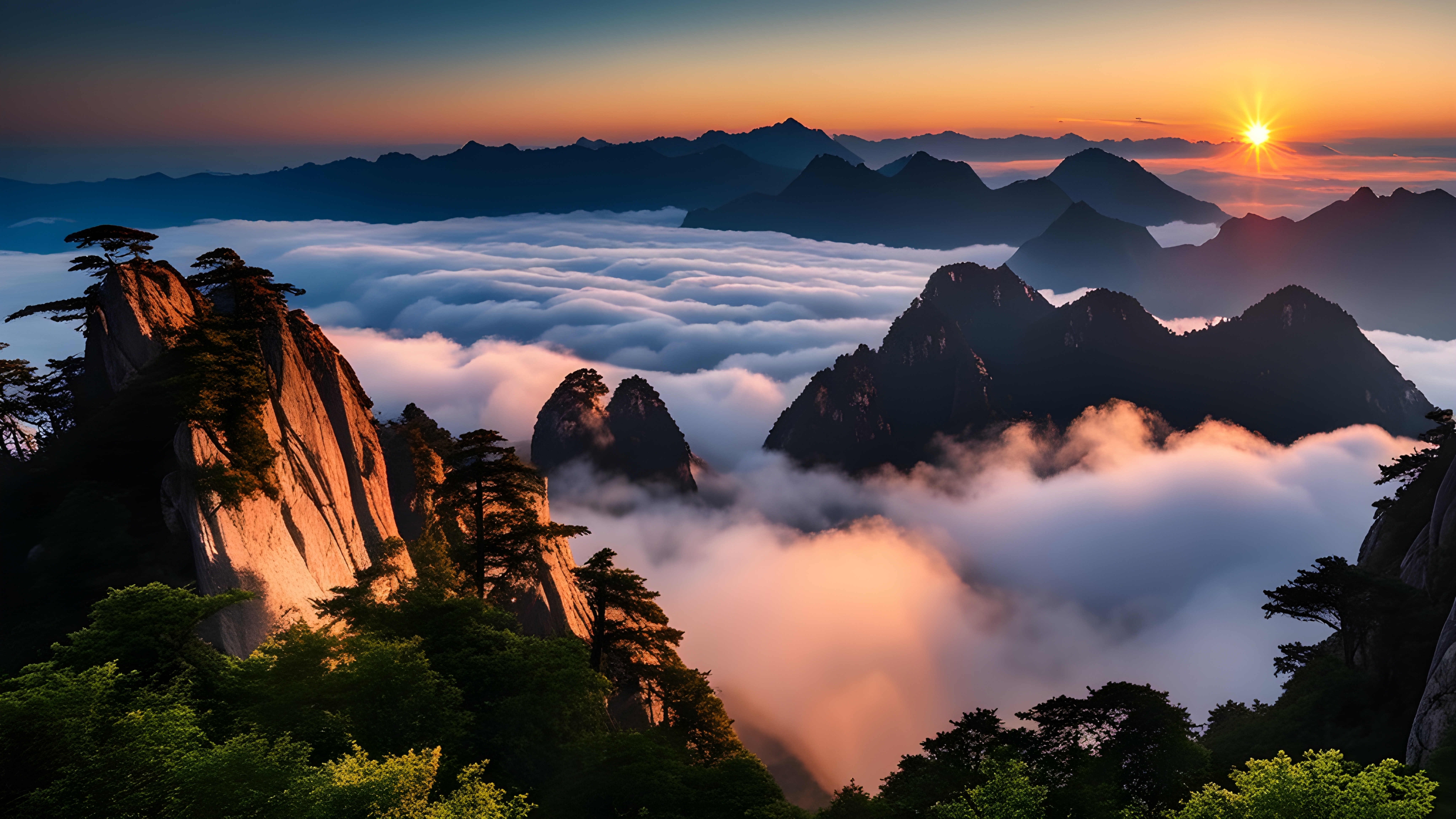 雄伟辽阔大山风景