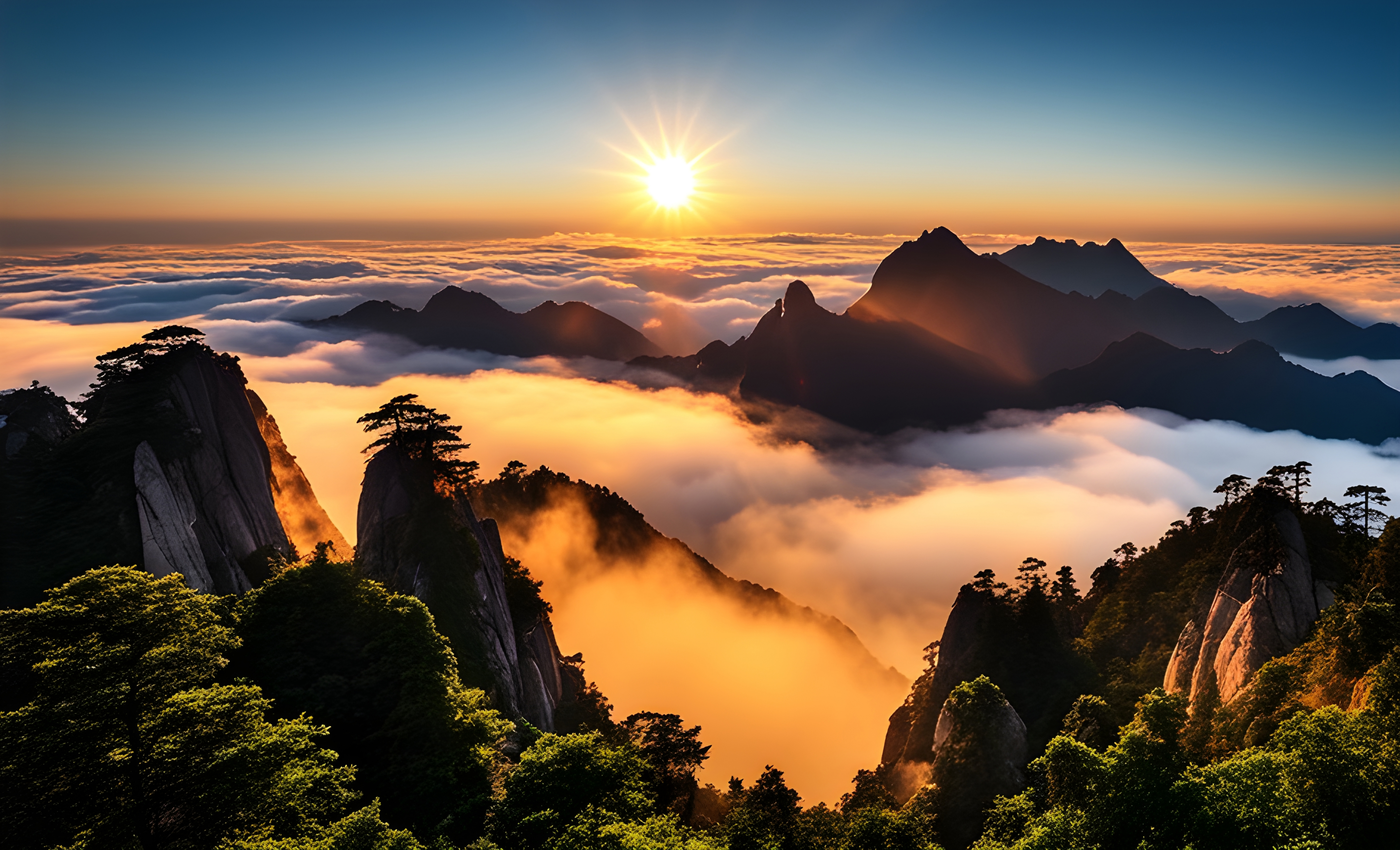 雄伟辽阔大山风景