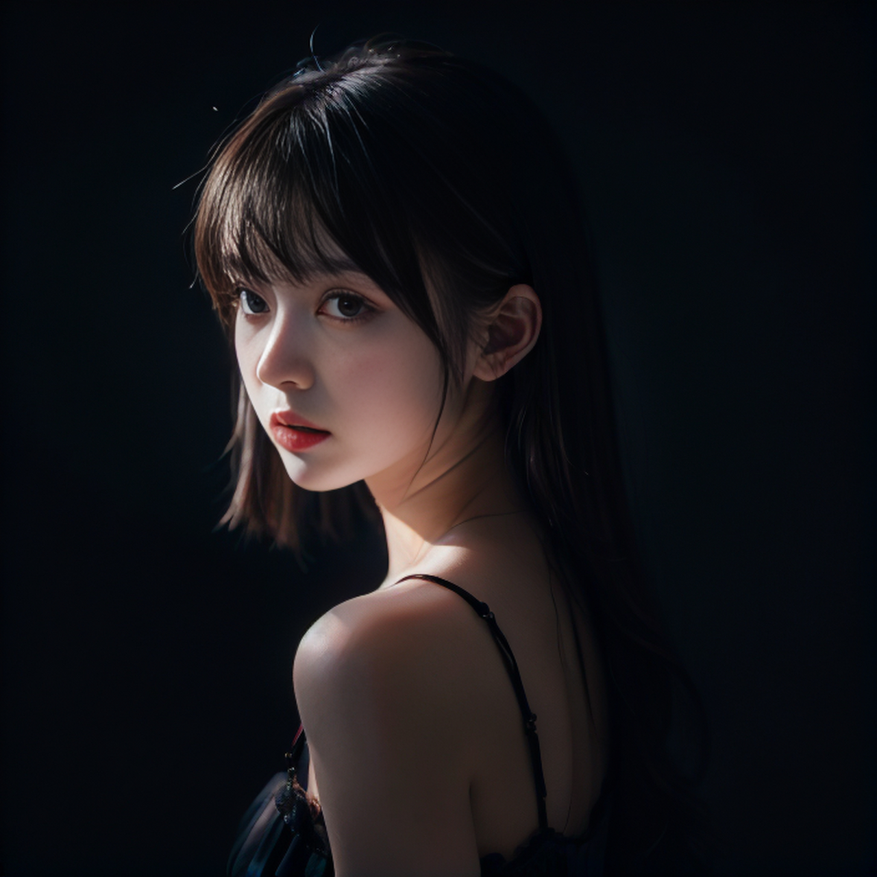 她的眼眸深邃如海,仿佛藏有万千星辰,让人不由自主地沉醉其中.