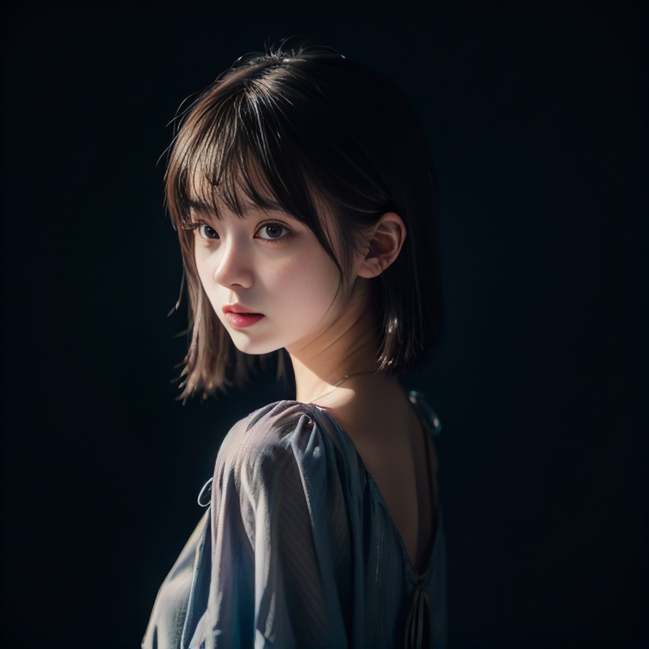 她的眼眸深邃如海,仿佛藏有万千星辰,让人不由自主地沉醉其中.