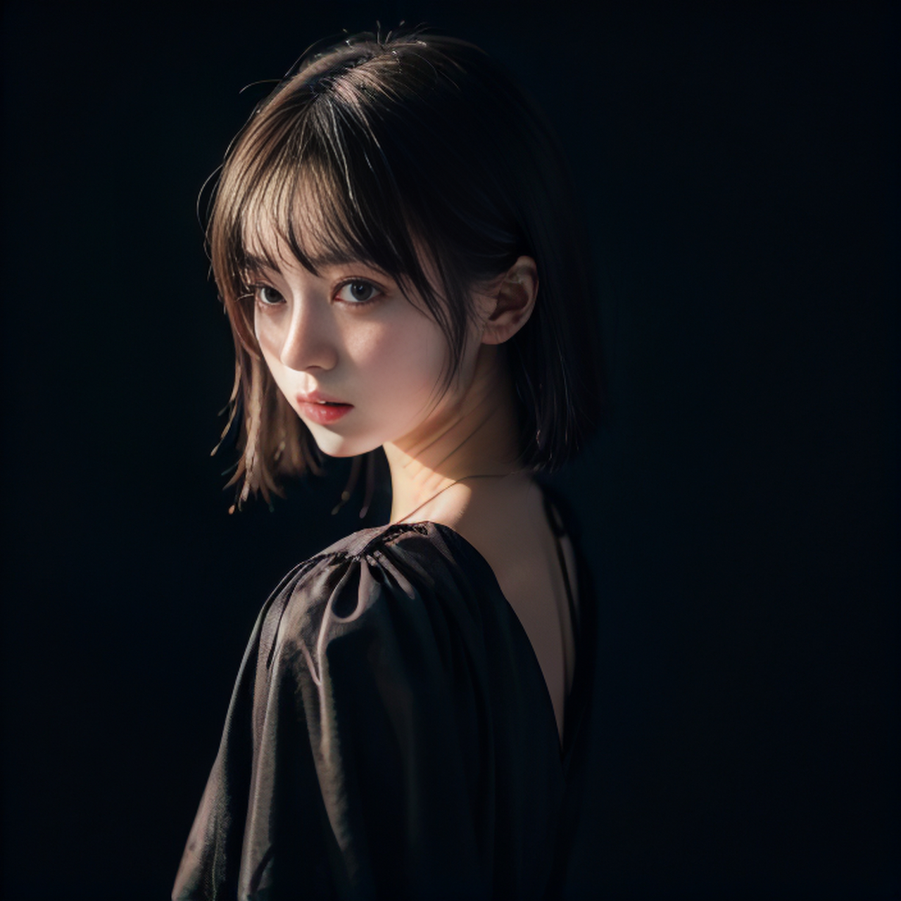 她的眼眸深邃如海,仿佛藏有万千星辰,让人不由自主地沉醉其中.