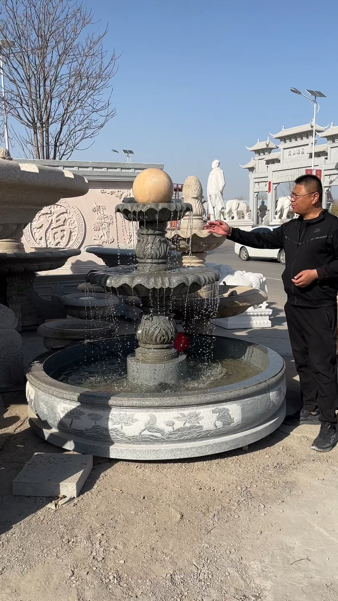 石雕喷泉#石雕风水球#石雕流水景观摆件#专业生产厂家