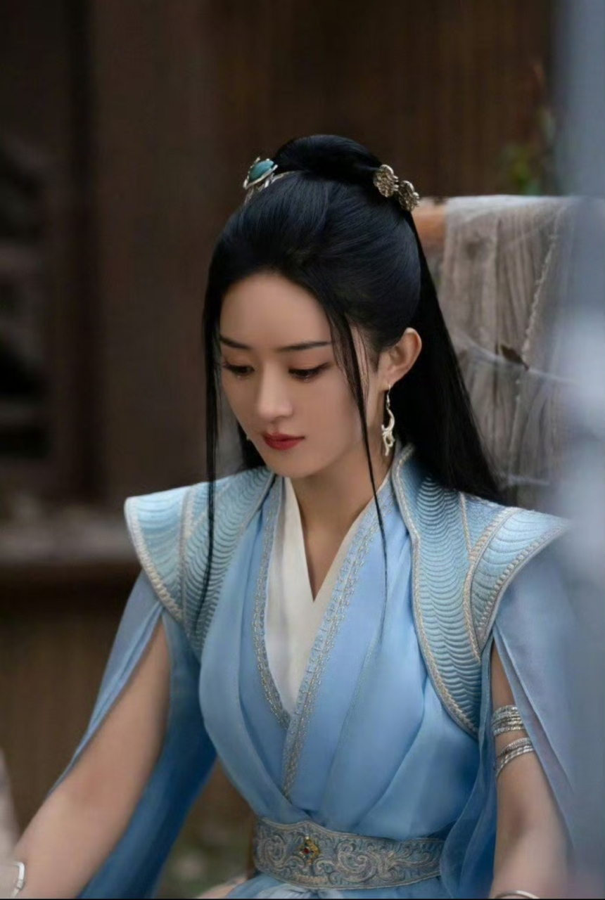赵丽颖《与凤行》束发蓝衣,这个造型太美了,美的有仙气.