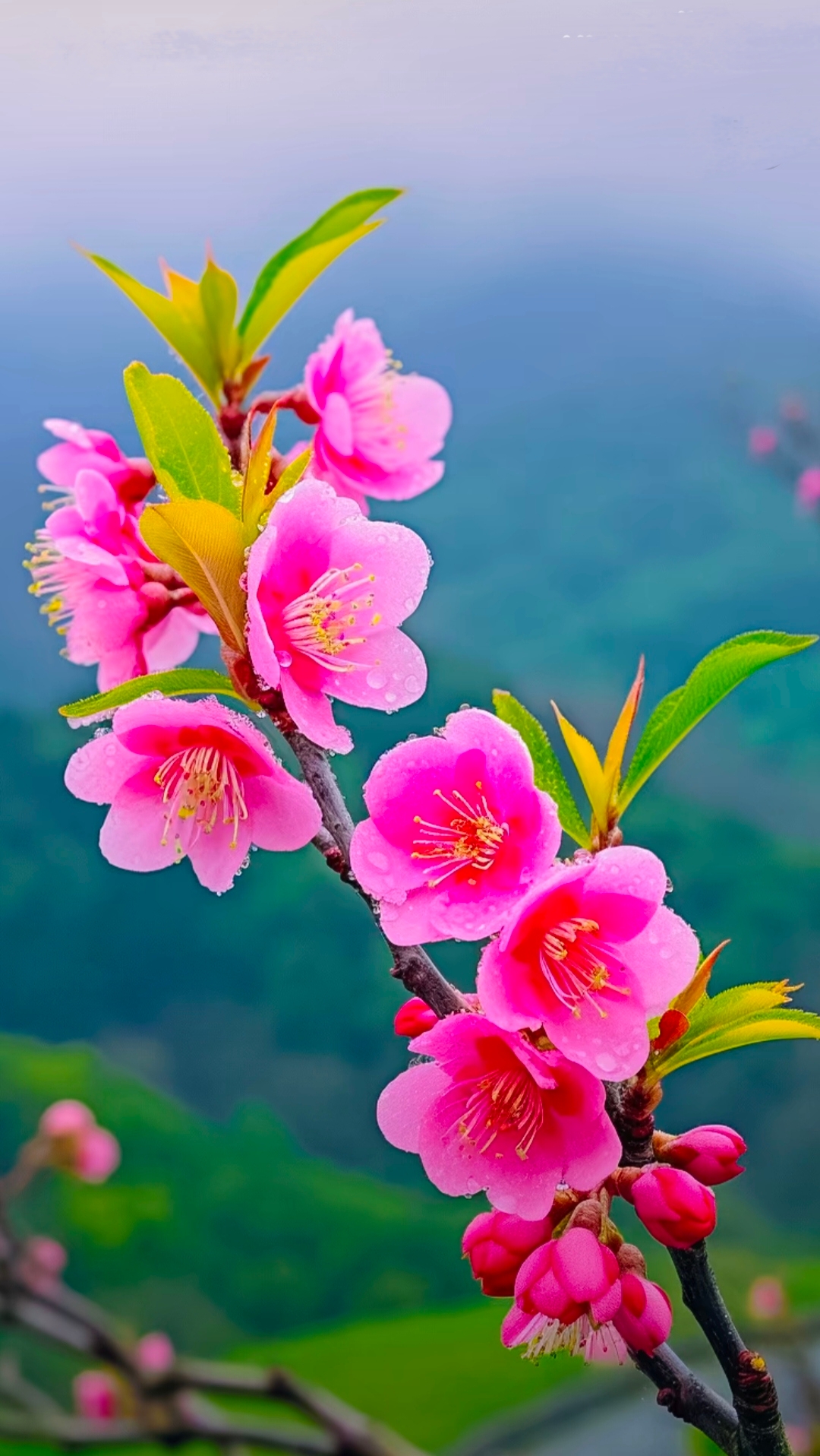 三月桃花,如一朵朵粉色的云彩,芬芳烂漫,明媚鲜丽