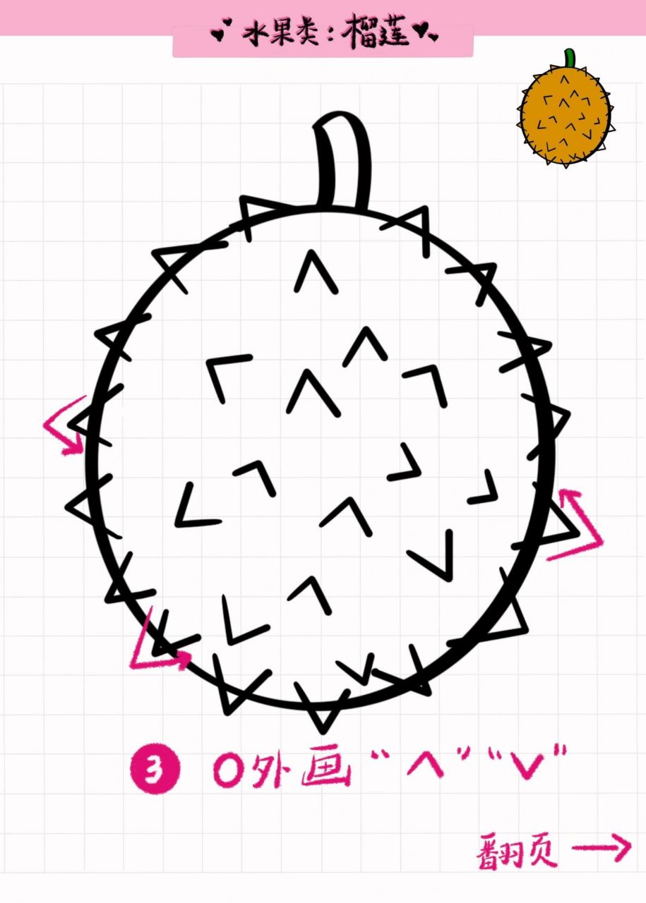 榴莲简笔画  榴莲简笔画,教程分享给大家