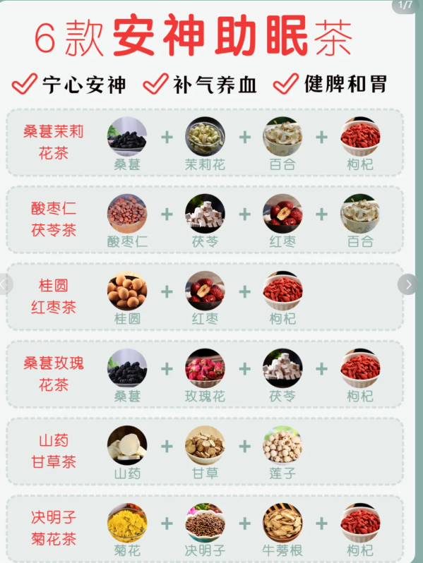 6款安神助眠茶 宁心安神 补气养血 健脾和胃 桑葚茉莉花茶=桑甚 茉莉