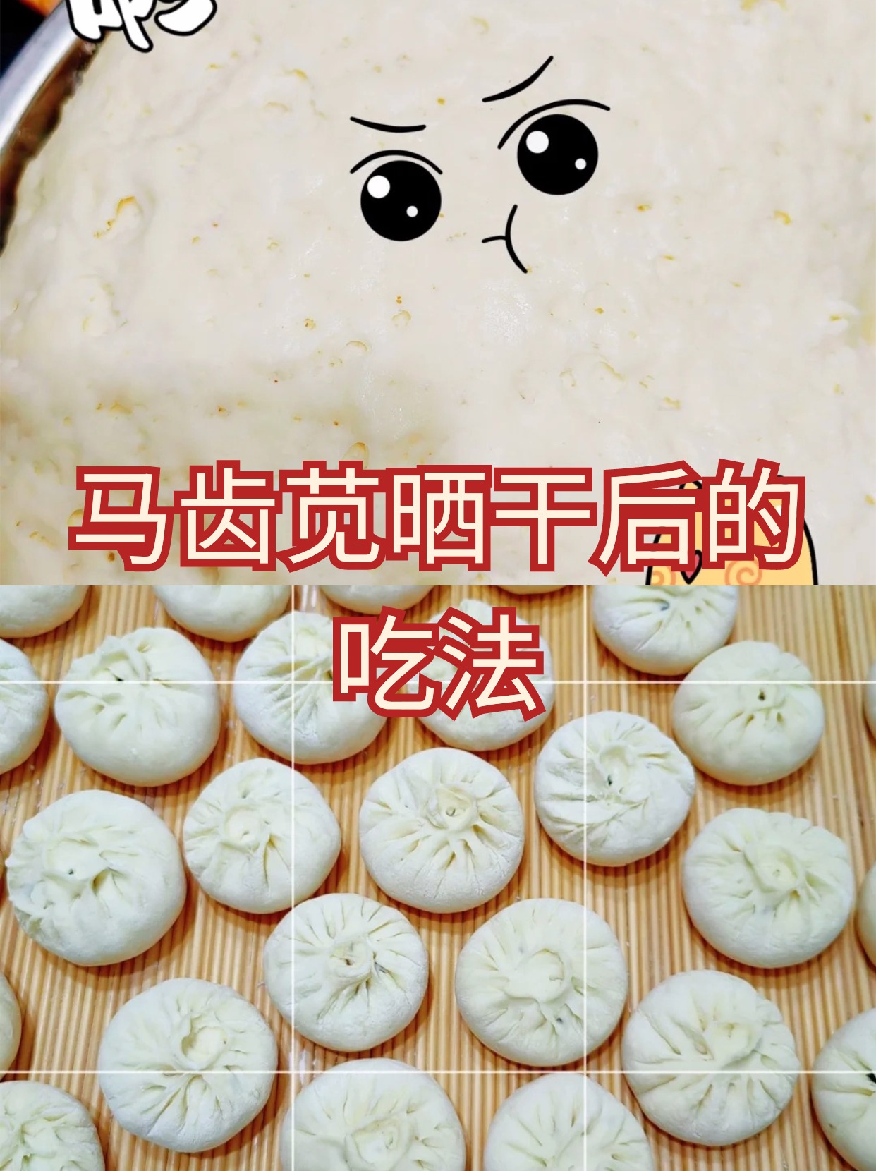 我喜欢的马齿菜肉包教程来啦~ 先把晒干的马齿菜