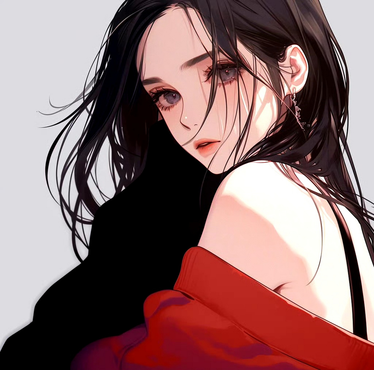 ai生成的一组动漫人物插画作品,描绘了优雅时尚的少女形象,色彩明快