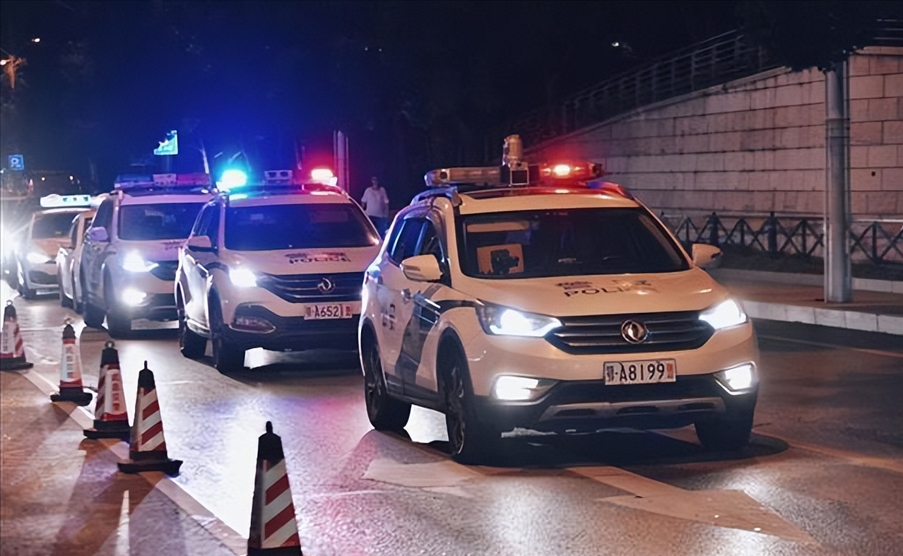 警车鸣着笛呼啸而过,准备前往目的地实行抓捕任务,急促的警笛衬得气氛