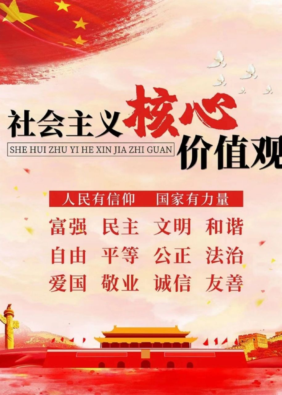 社会主义核心价值观图片  核心价值观24字分别是:富强,民主,文明,和谐