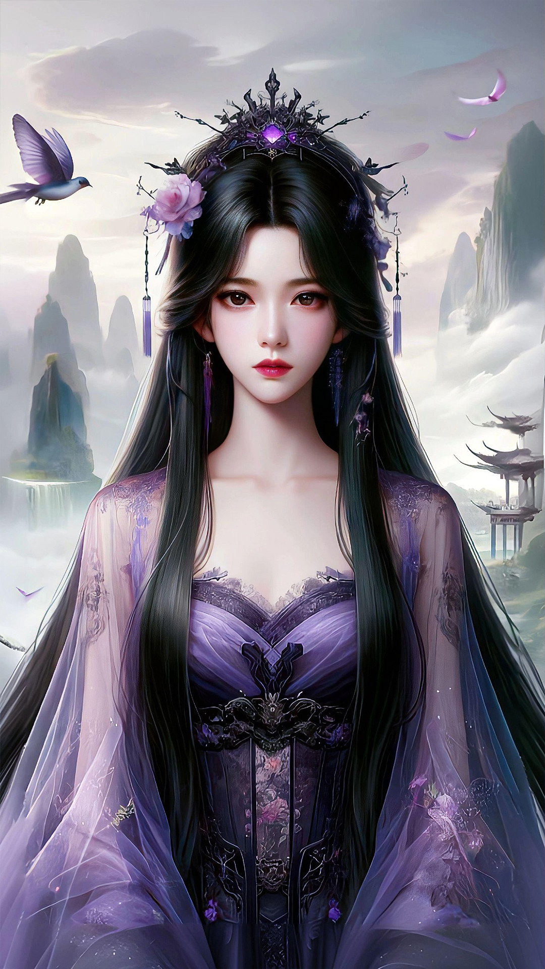 国漫女神ai绘画:凡人修仙传紫灵4k高清手机壁纸
