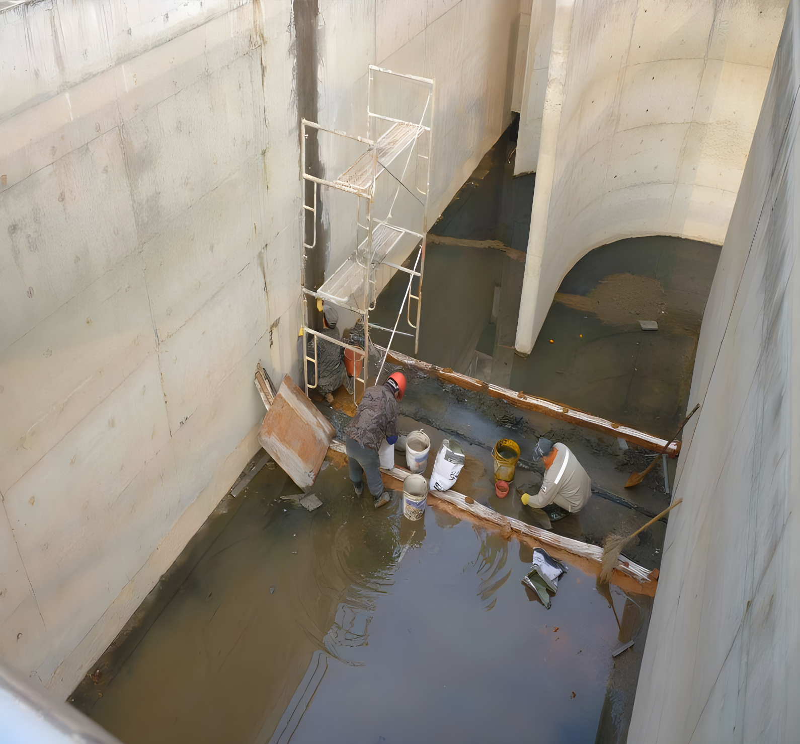 污水池伸缩缝沉降缝补漏方法 漏水堵漏维修方法 污水处理池堵漏
