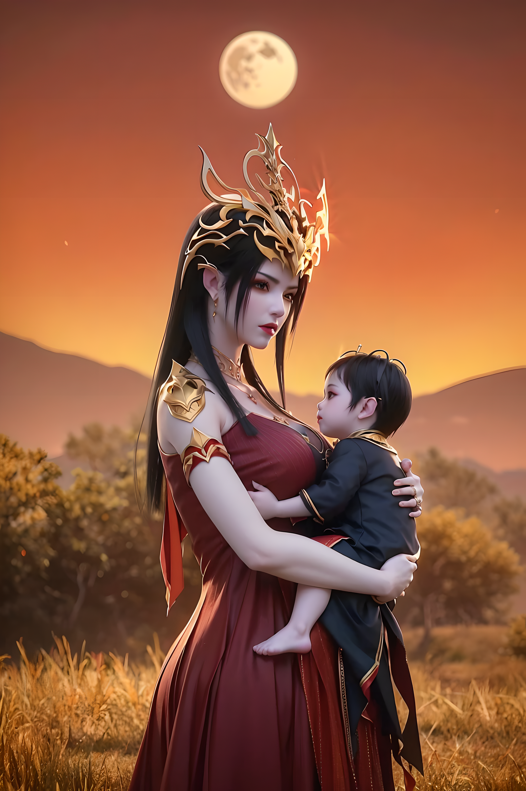 美杜莎母女情深!与女儿的亲密瞬间