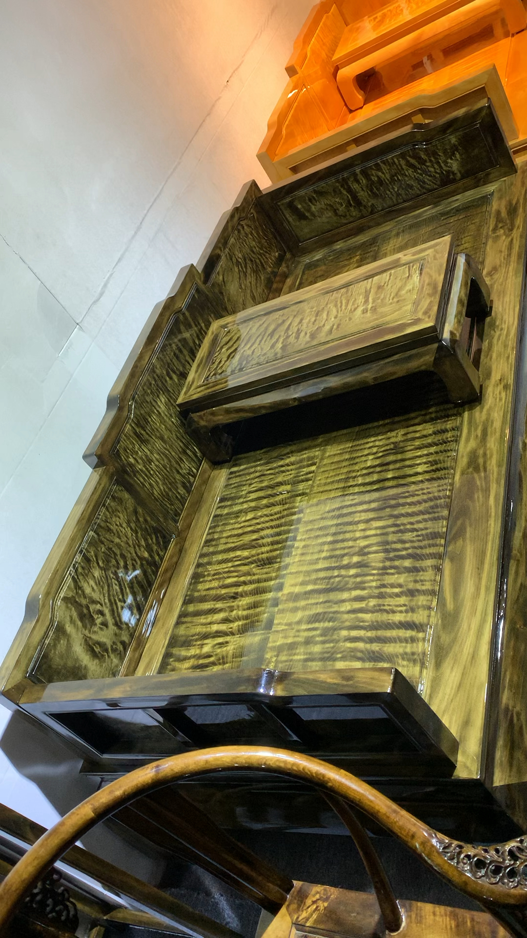 金丝楠阴沉三围罗汉床古典家具两件套满水波加大款