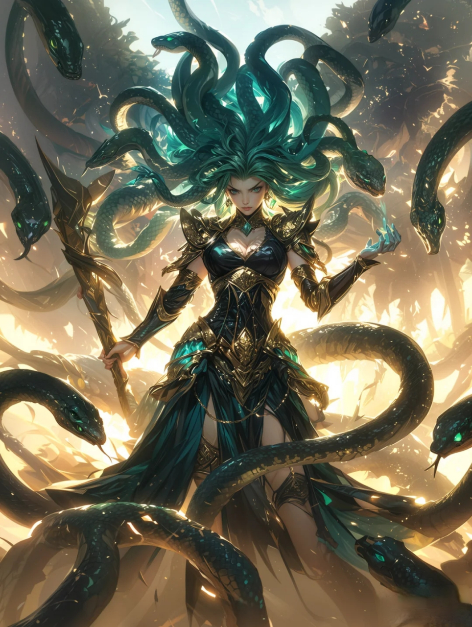 美杜莎本来是女神,但受到女神雅典娜的诅咒而堕落成怪物.