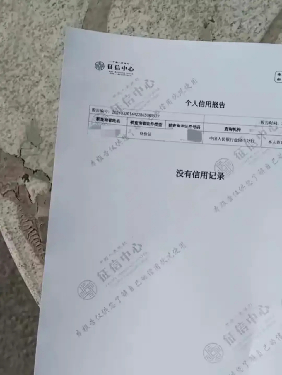 让人大吃一惊的征信报告,完完全全的白户,这就是传说中的白户,信用