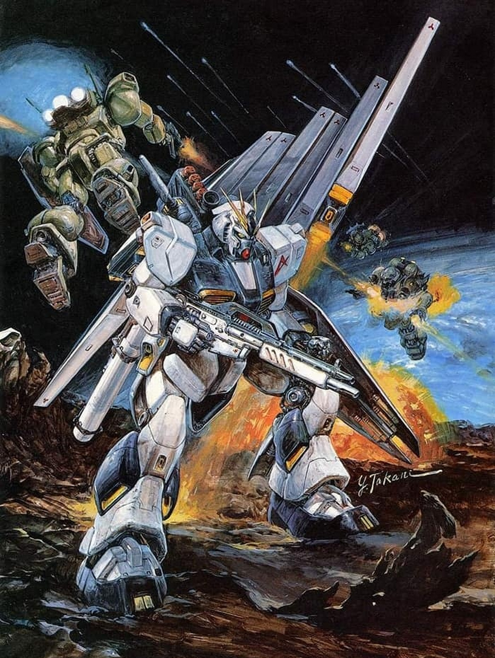 画家高荷义之机甲绘画欣赏,用厚重的色彩描绘了80年代机器人动画中的