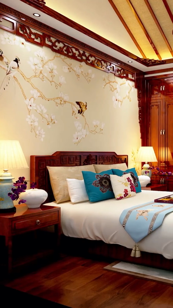 温馨复古的中式卧室,住起来别提多舒服了!