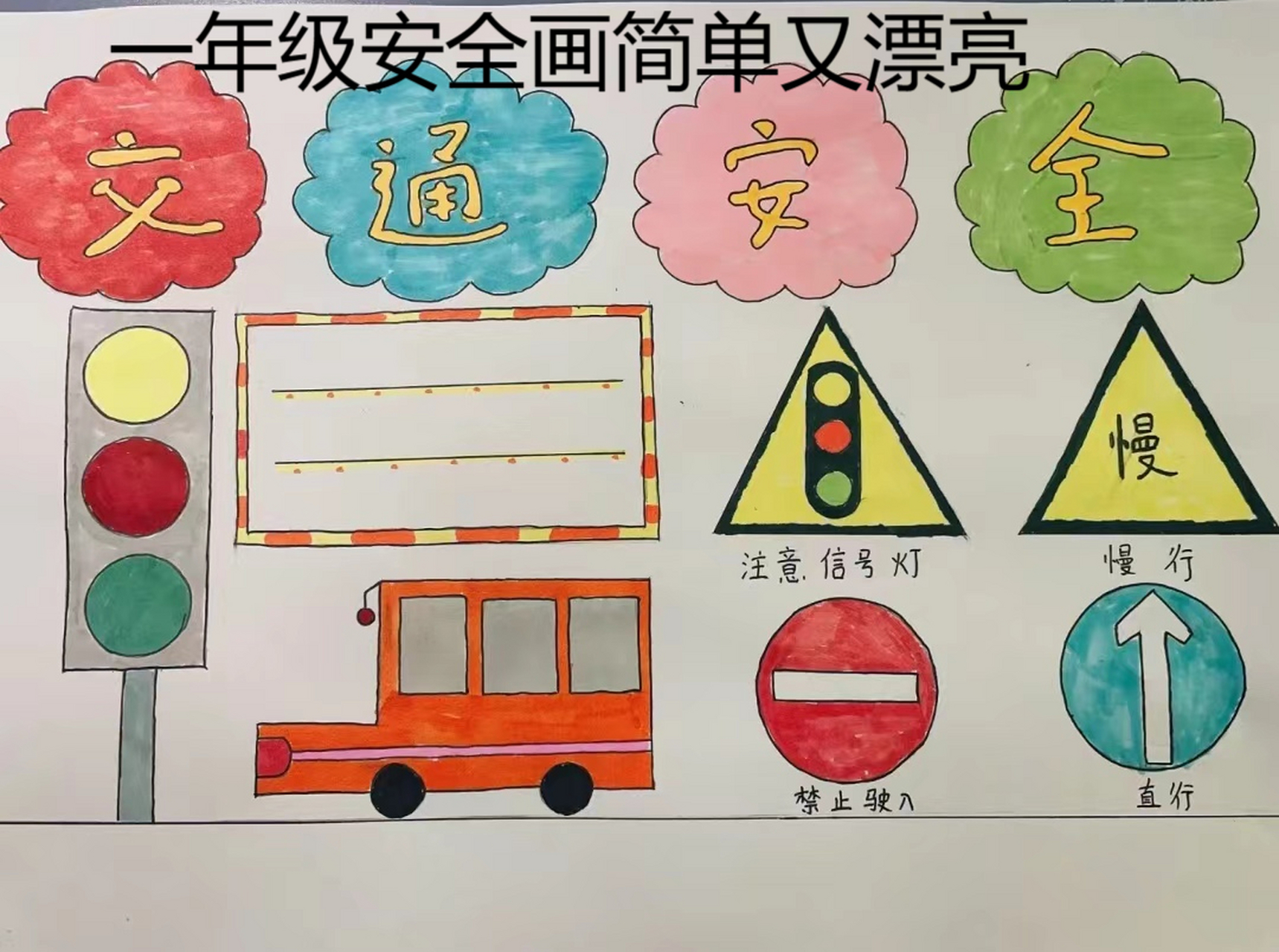 一年级安全画简单又漂亮    7171自觉学习交通法规(包括行路,骑车