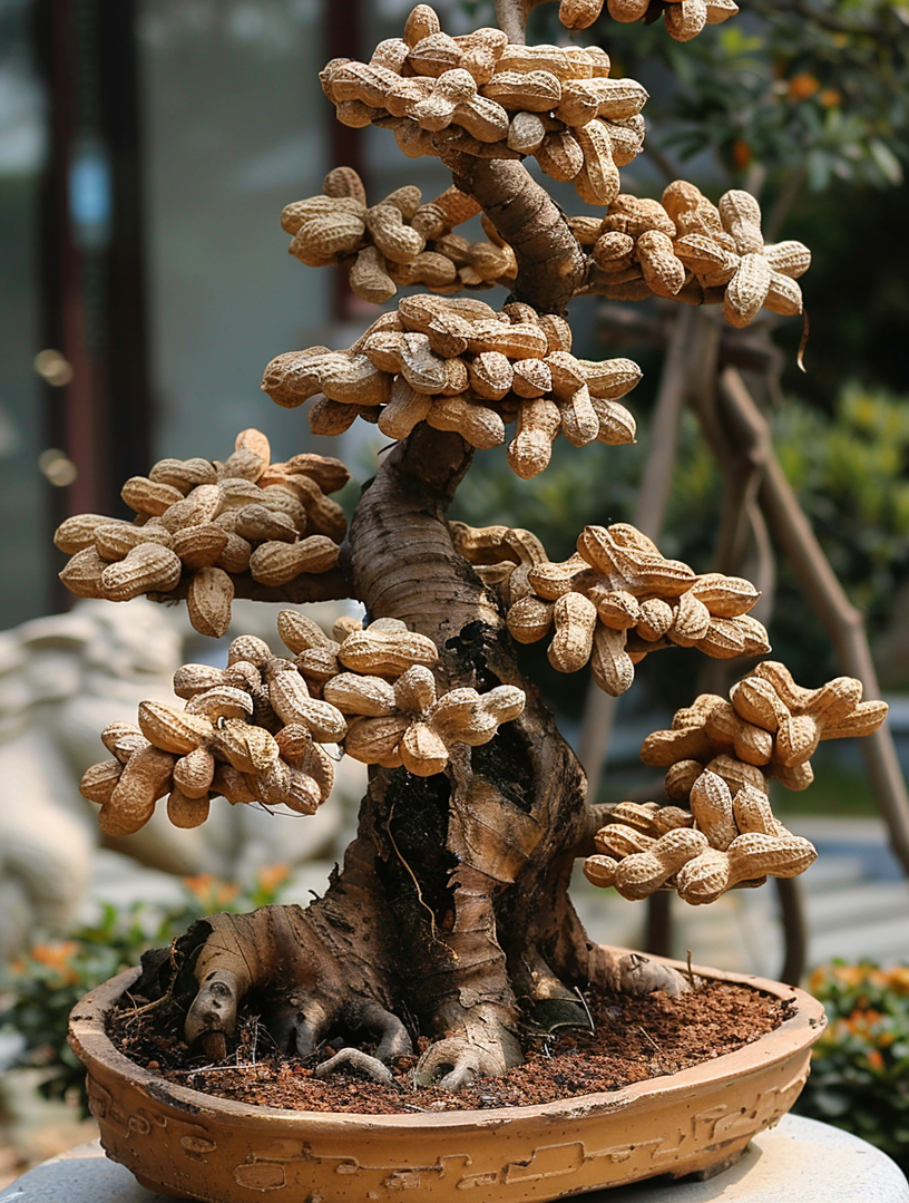 百年"花生树"!ai创作成功将花生"嫁接"上树,花生盆景,无敌