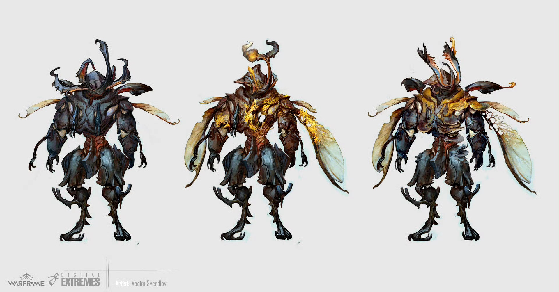 画师vadim sverdlov为游戏《星际战甲 warframe》创作的怪物角色设计