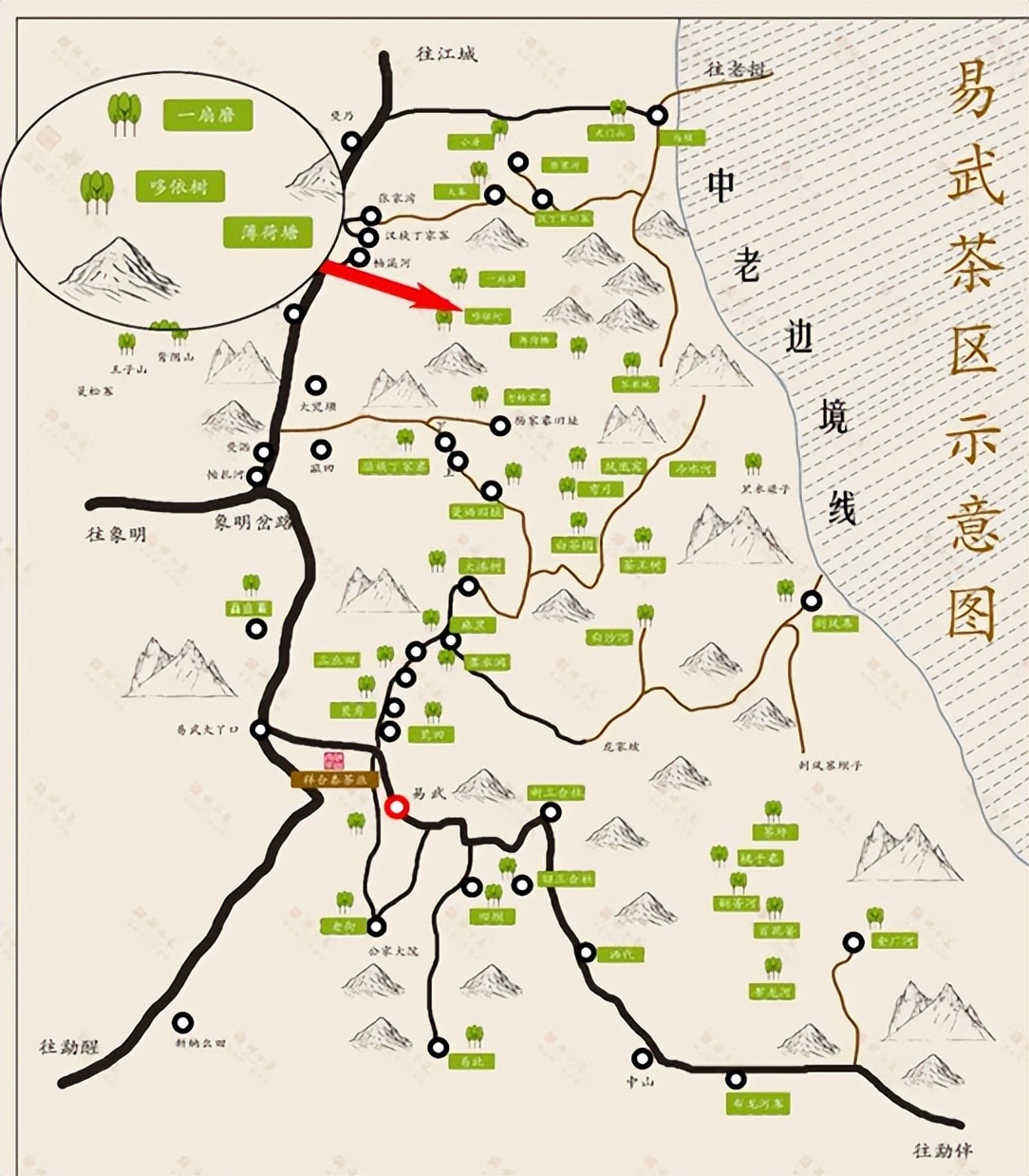 勐海茶区著名茶山地图图片