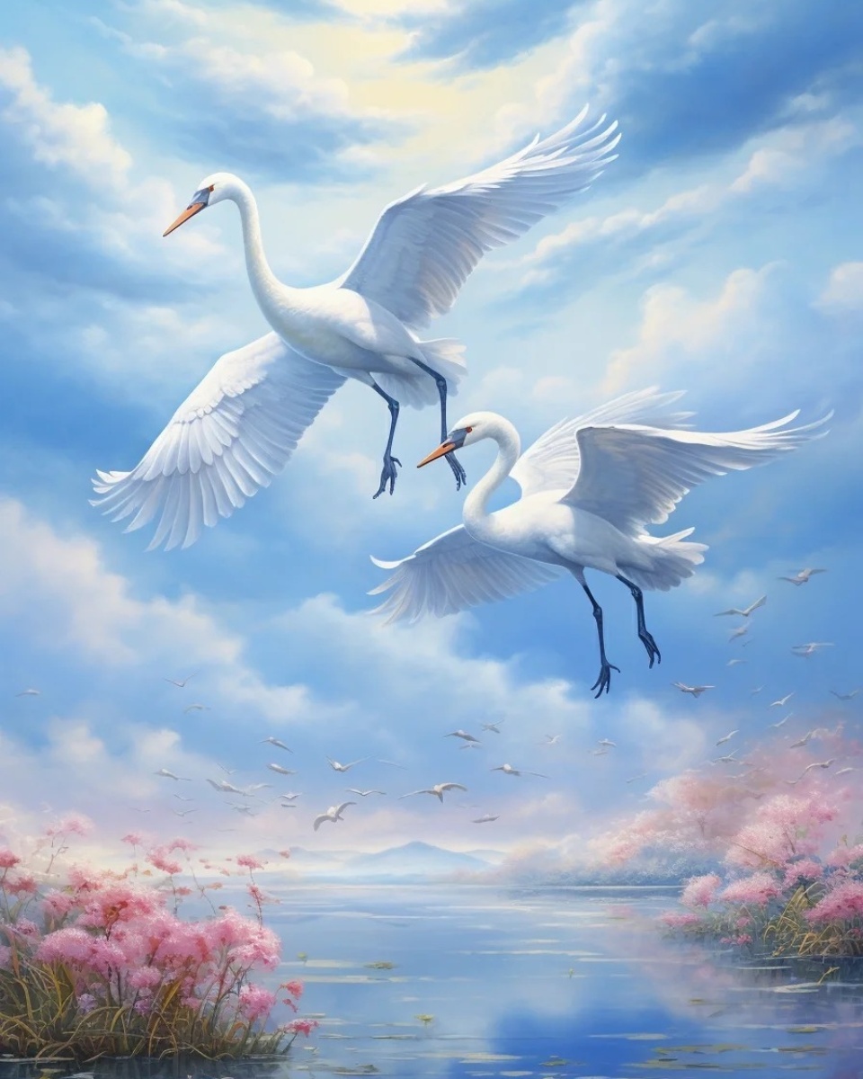 仙鹤的存在让我们感受到大自然的神奇和美妙.它们的