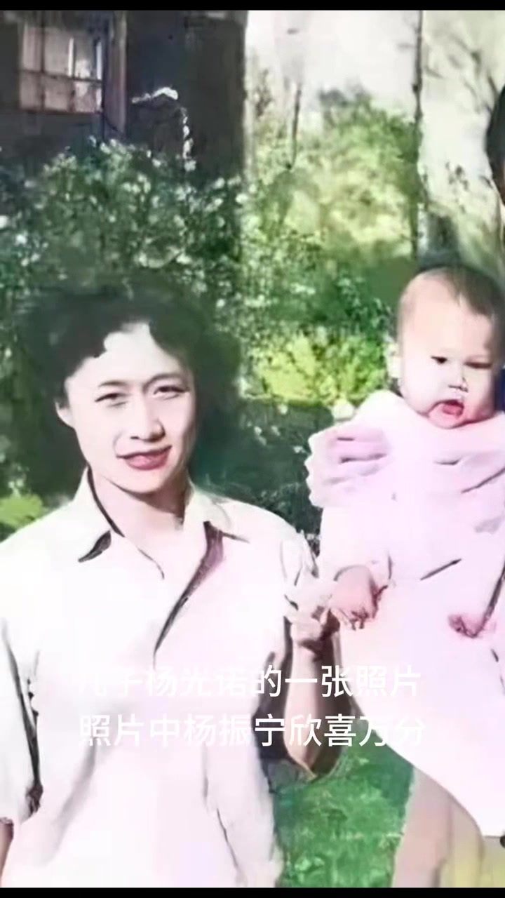 1951年,杨振宁与夫人杜致礼,儿子杨光诺的一张照片,照片中