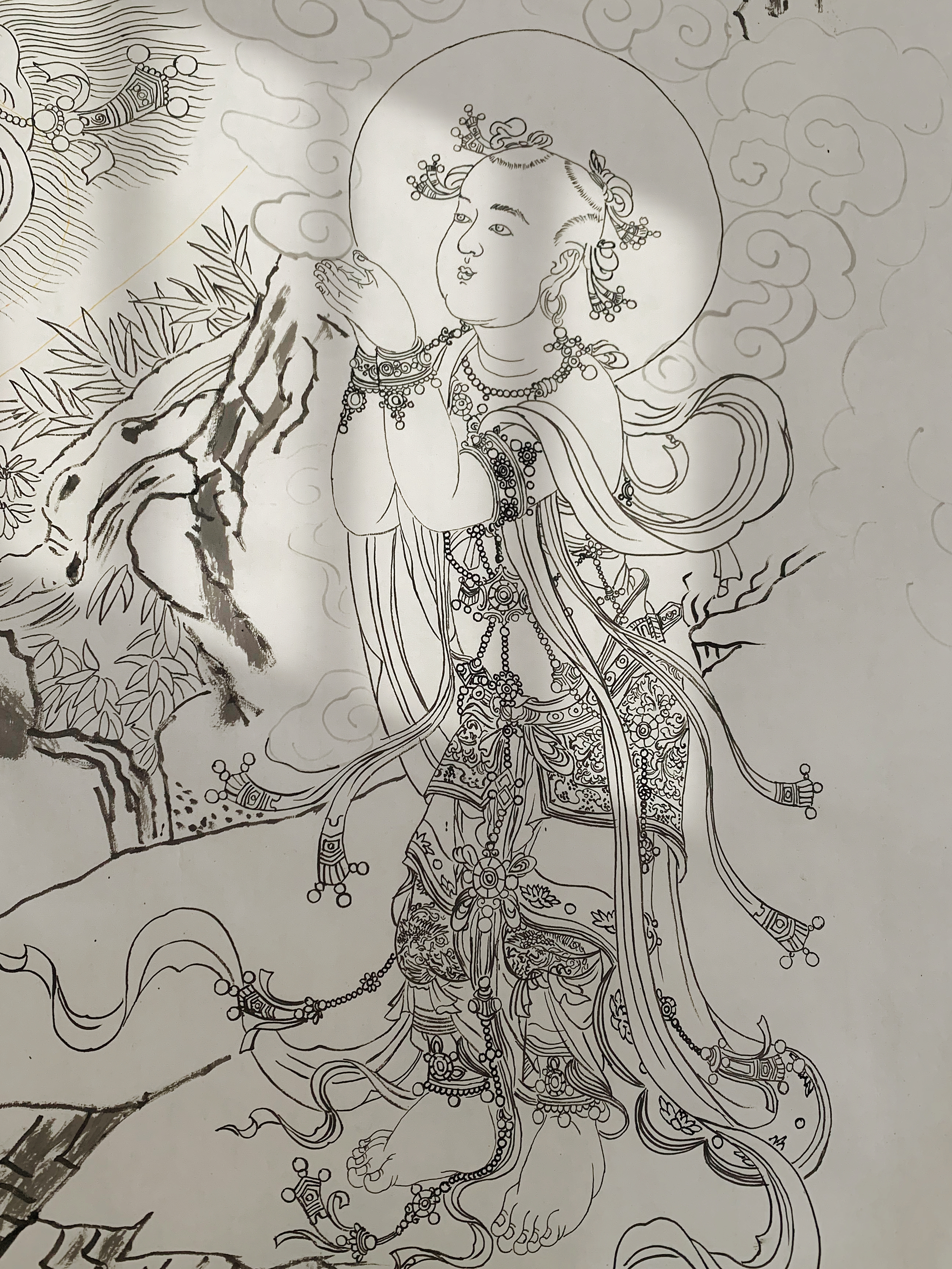 生宣重彩画 水月观音菩萨 2米x2米