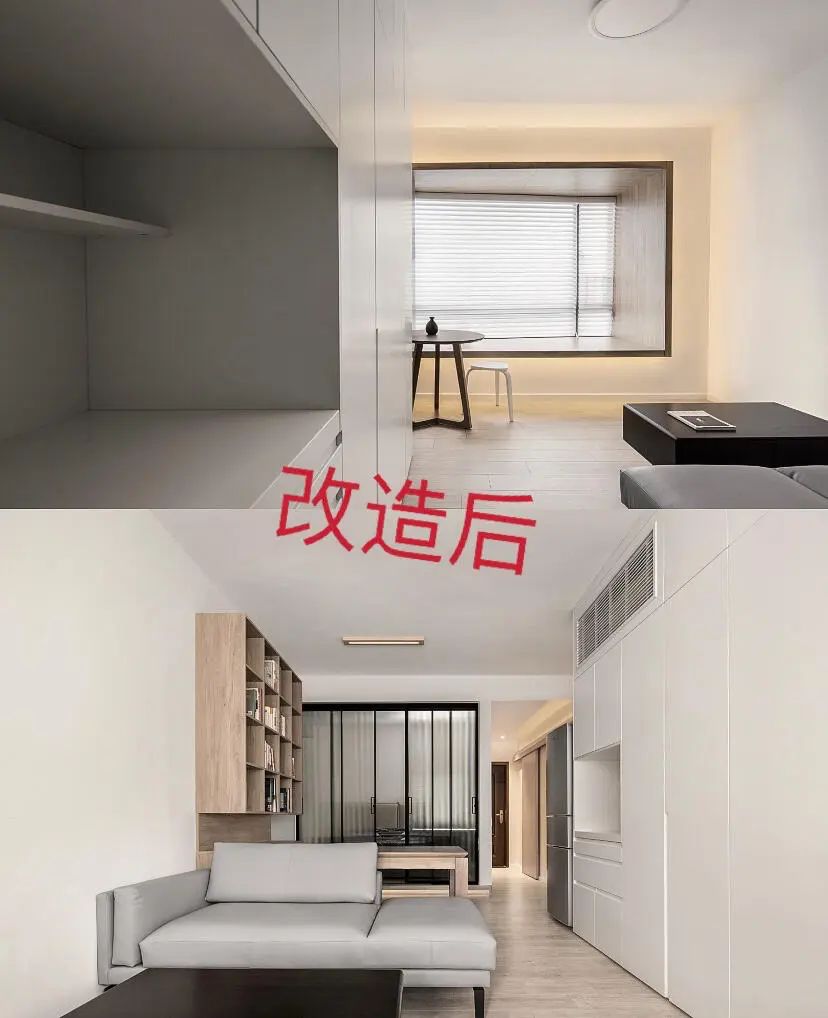 旧房改造:37㎡一字型老破小,爆改成极简风一居室