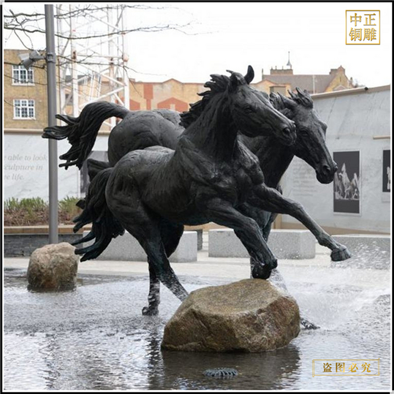 公园动物铜雕 彩绘铜马铸造厂家 贴金铜马雕塑 八骏马铜雕黄铜加工 铜