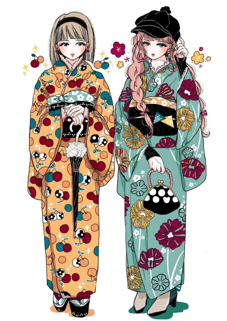 这些小姐姐的和服太华丽了|插画师銀行twi:mzhbank #绘画# ##和服