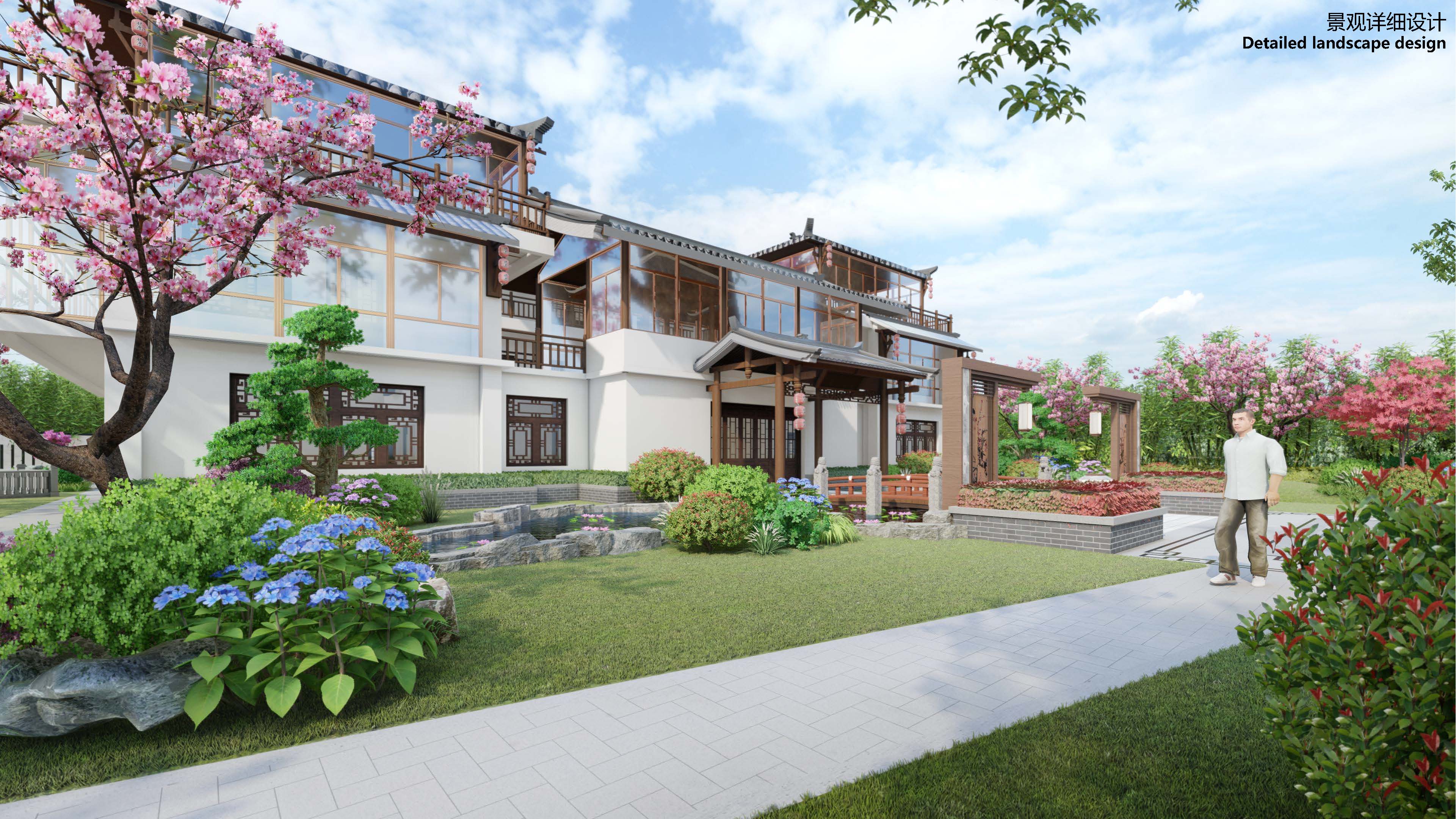 书法艺术家四合院庄园建筑景观规划设计建造