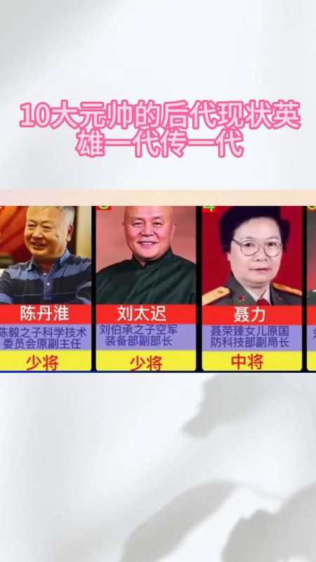 10大元帅的后代现状,英雄一代传一代-度小视