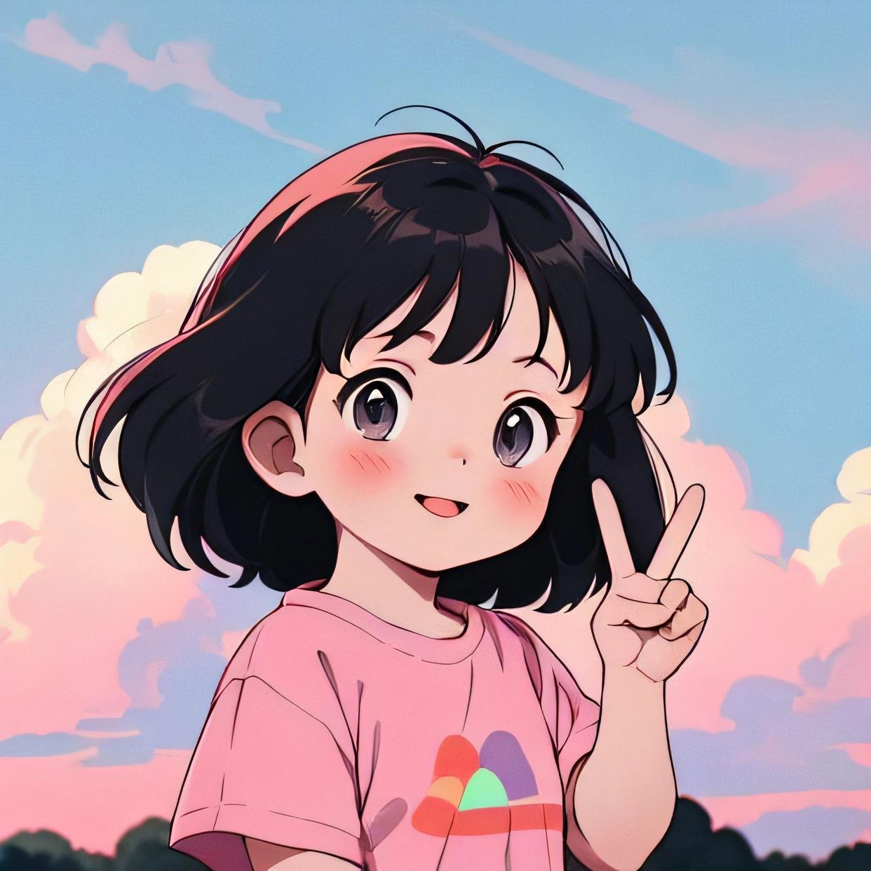 头像|超甜的治愈系比耶动漫头像～快来领取分享给你喜欢的人一起换上