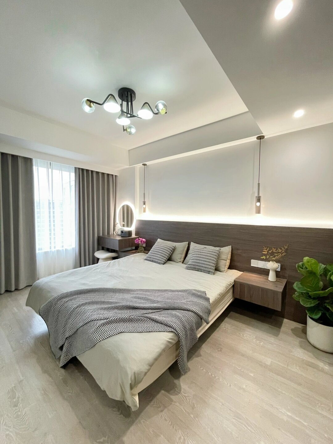 干货极简风卧室床头背景做法附详细尺寸 上次分享了我家主卧的一镜