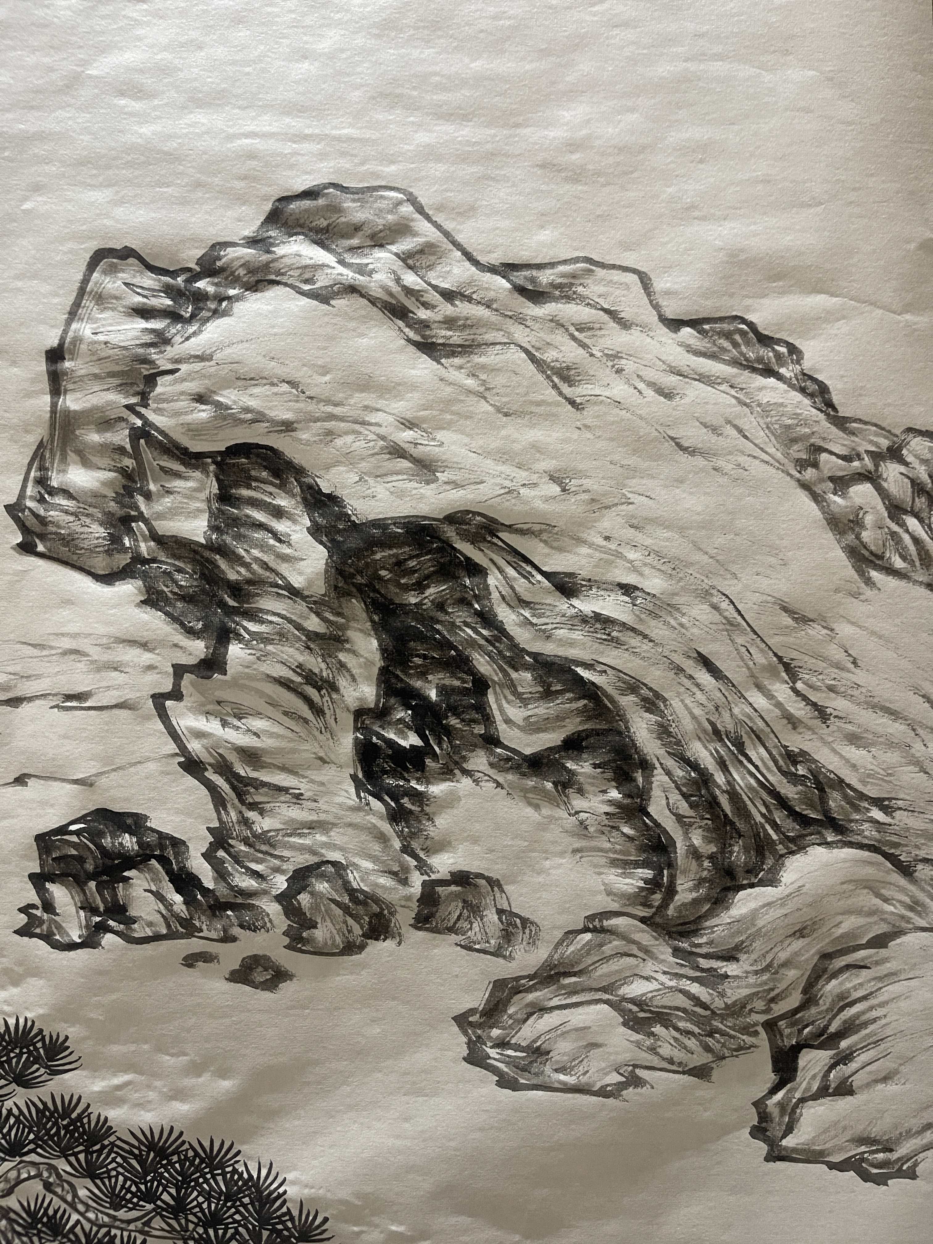 山水画中的山石画法,明暗对比要把握好#国画教程