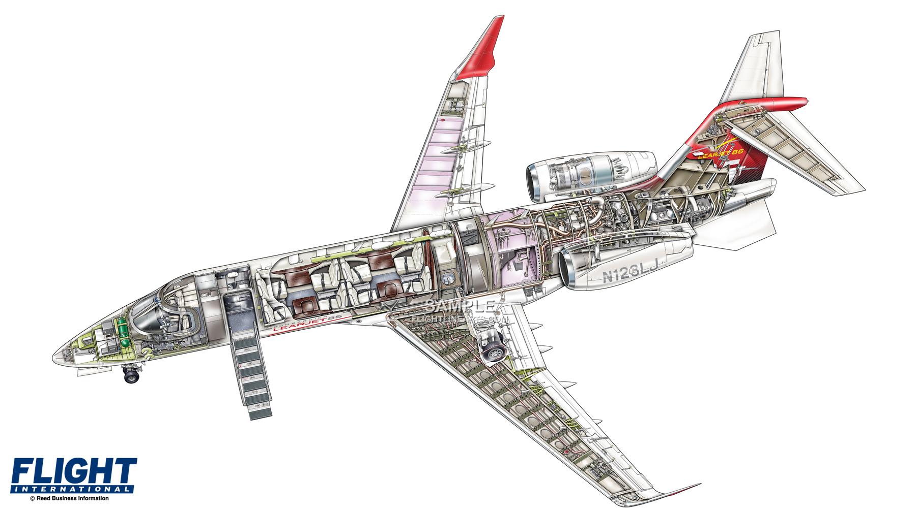 23个型号各国土豪才买得起的私人行政飞机结构剖视图