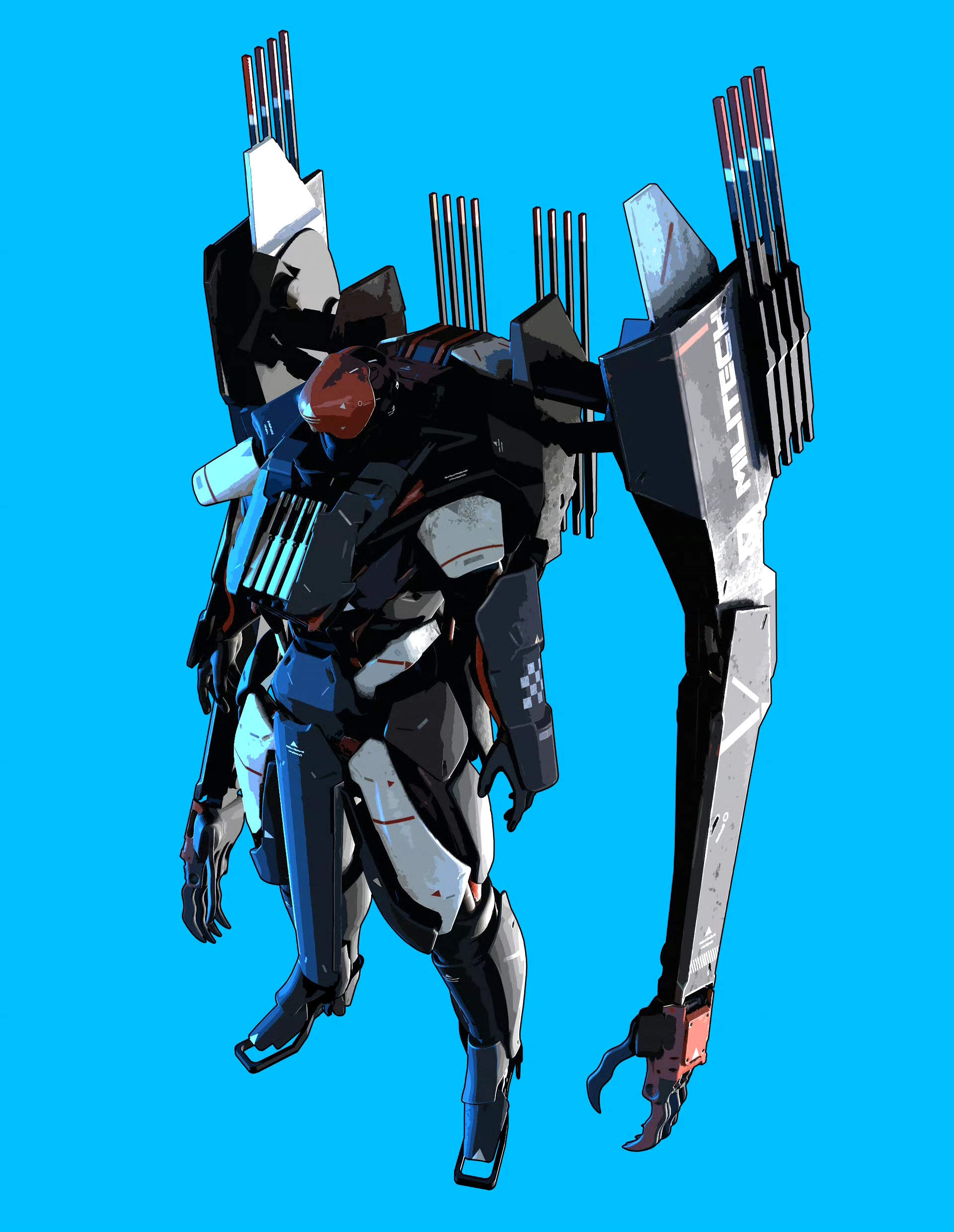 画师shinku kim科幻角色插画欣赏,描绘设计了作战人员的装备和机甲